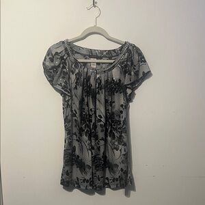 Cocomo Black and Gray Floral Blouse